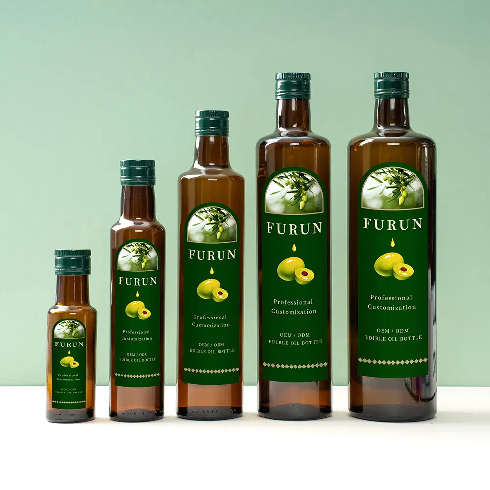 Food Grade Soy Sauce Cooking Oil Bottle Packaging 750ml Empty Amber Round Olive Oil Bottle for Kitchen