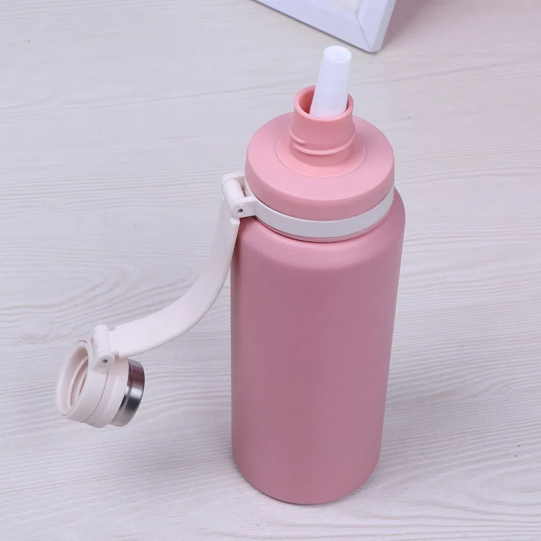 Vacuum Insulated Stainless Steel Metal Thermos Bottles Reusable Leak Proof BPA-Free Flask with Straw for Sports Gym