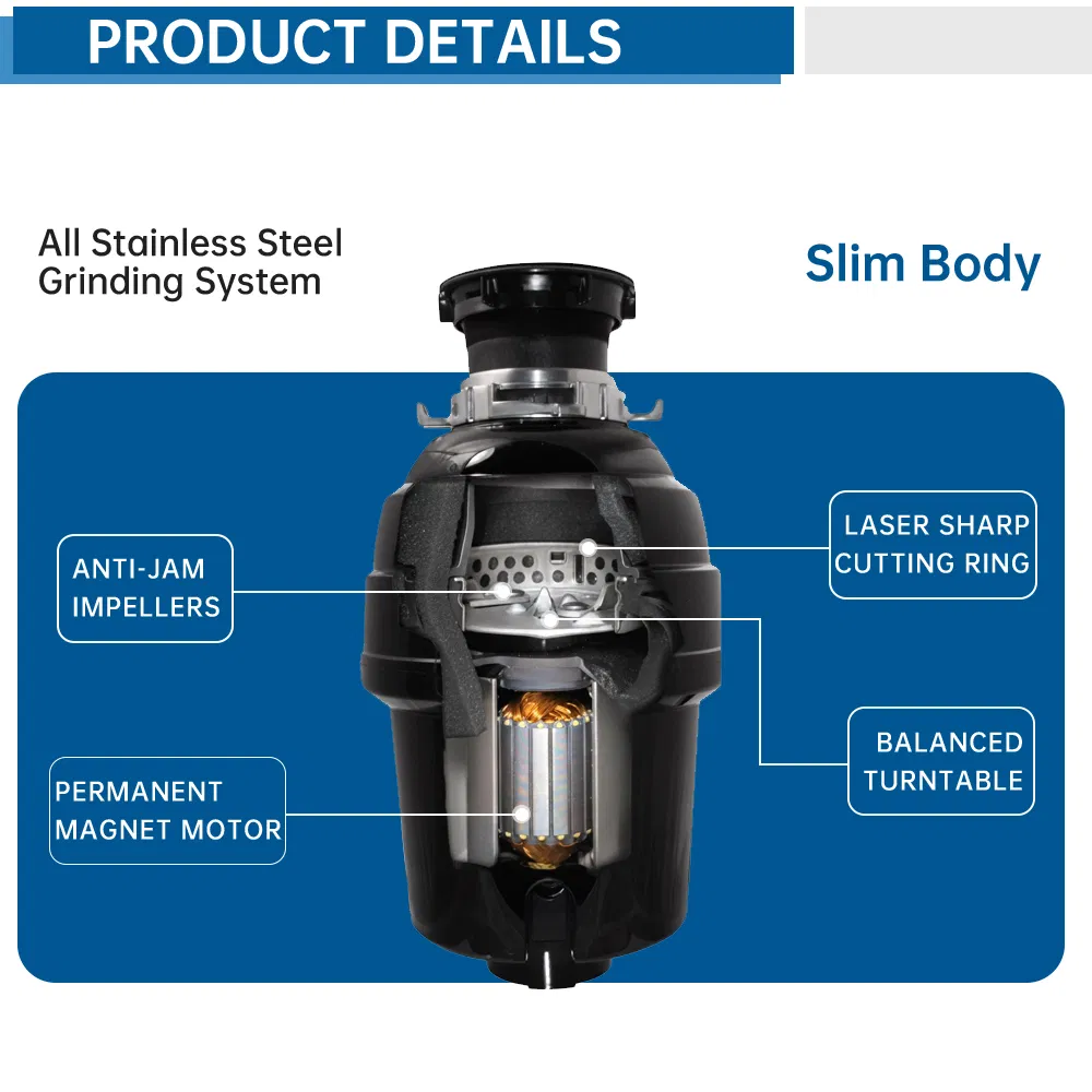 Kitchen Sink Continuous Feed Garbage Disposal 220V 1HP