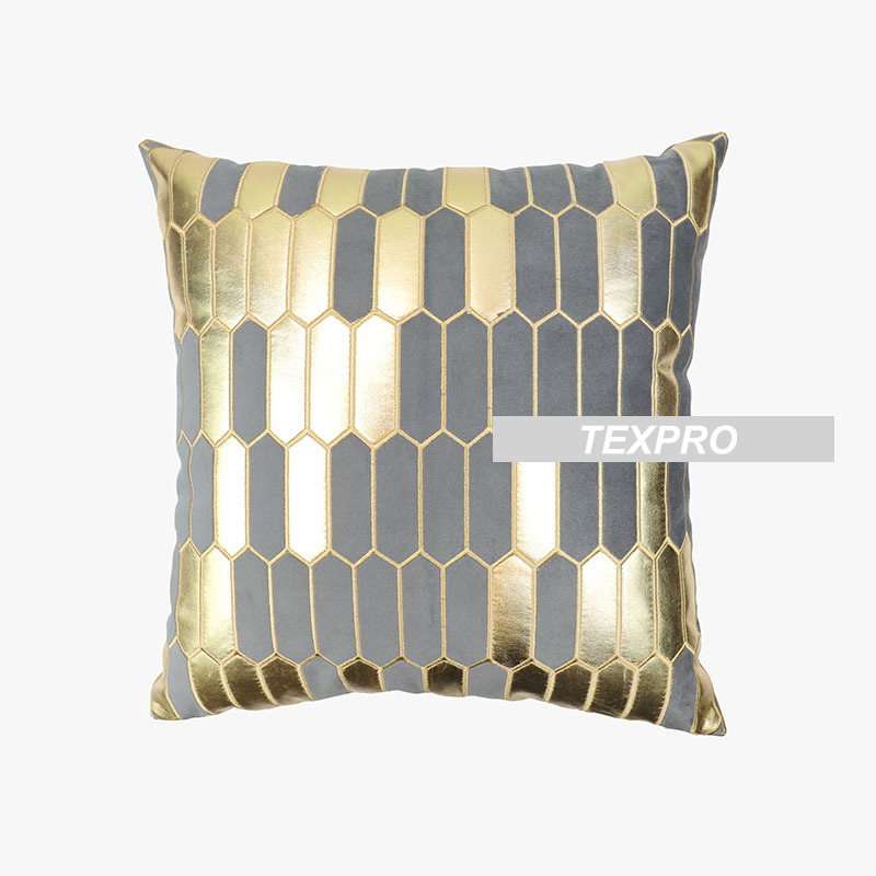 Pillow Case Golden Plaid Embroidery Velvet Cushion Cover Luxury European Pillowcase
