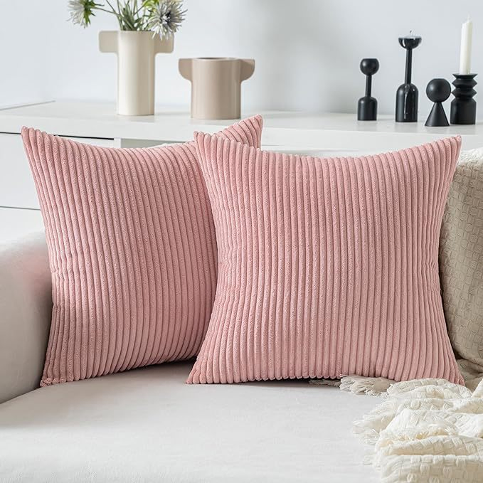 Soft Striped Corduroy Velvet Pillowcase Square Decorative Throw Cushion Cover Couch Bedroom Home Use Decorative Cushion Covers