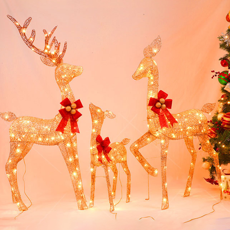 Светящиеся железные оленьи фигуры на Новый год, набор из 3 шт