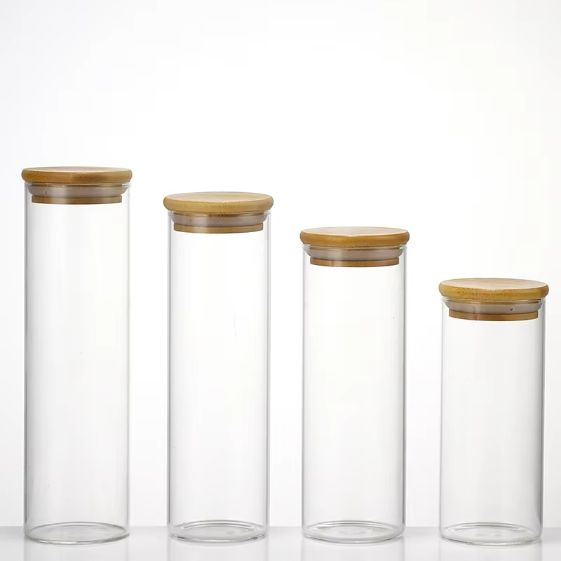 High Airtight Kitchen Food Storage Container Glass Storage Jar with Lid