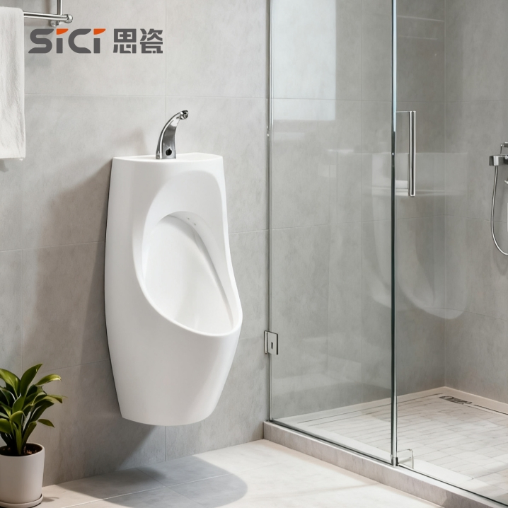 Modern Toilet Sink Urinal with Gravity Flushing and Integrated Sensor