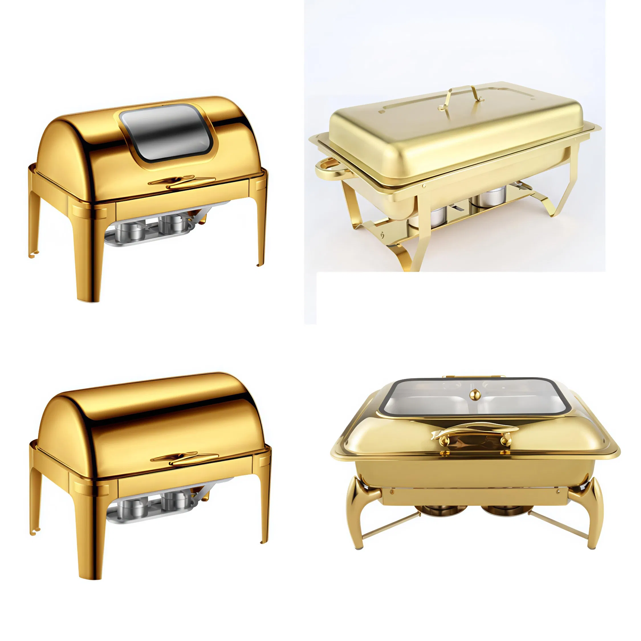 Restaurant 9L Full Gold Rectangle Food Warmer Heating Chafer Chafing Dish