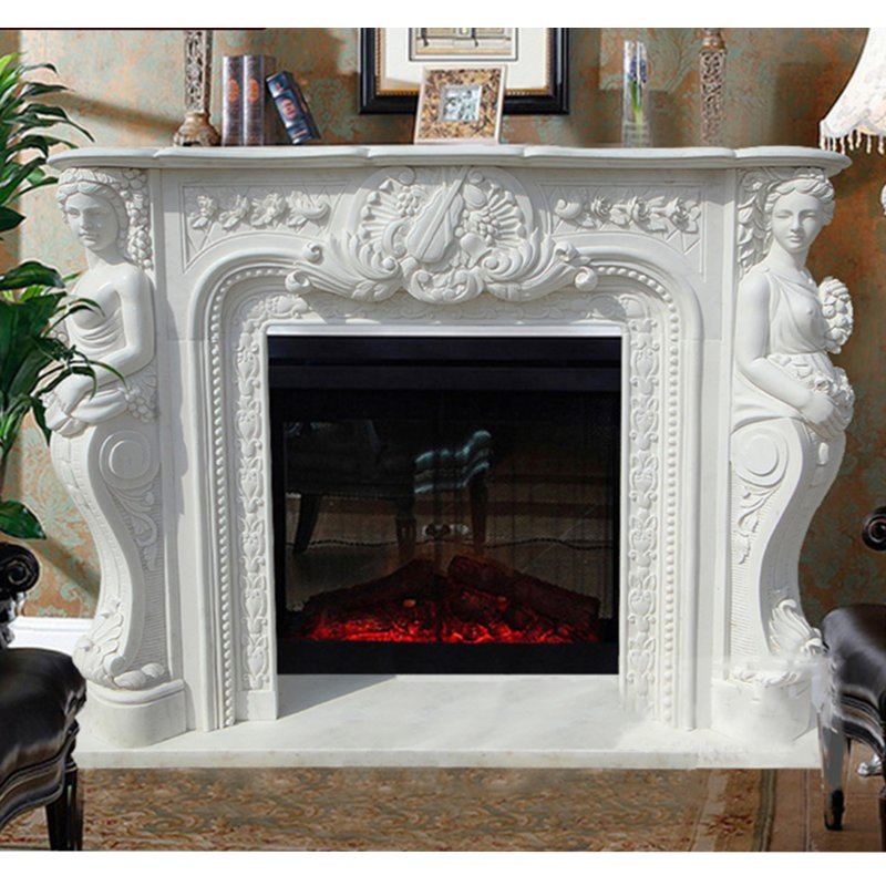 Western Indoor White Marble Fireplaces Mantel Marble Statue