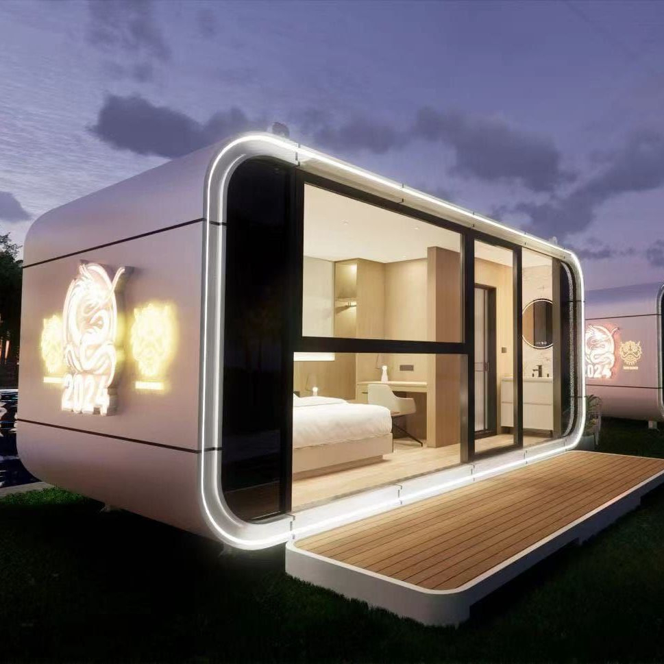 China Factory Direct Prefab Prefabricated Apple Cabin 20FT/30FT/40FT House Made of Soundproof Sandwich Panel for Quiet Office Homestay House with CE ISO