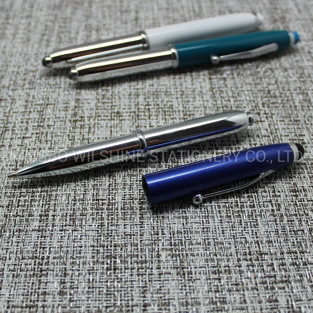 Popular 3 in 1 Metal Ball Pen with Stylus and Light for Gift