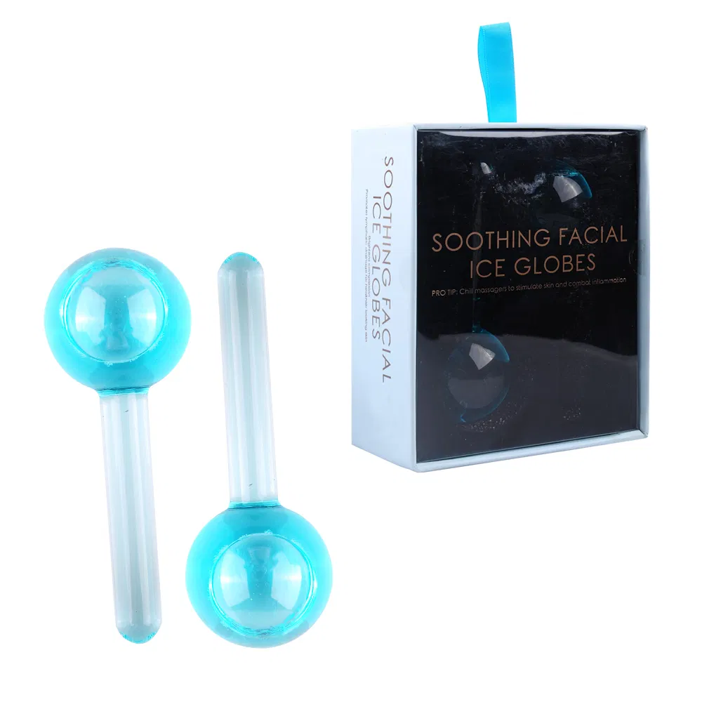 Blue Cooling Massager Gold Facial Cryo Ice Globes