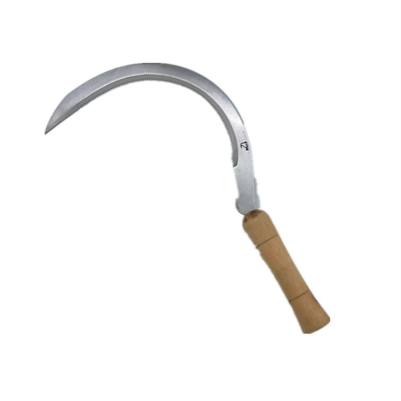 Serrated Crescent Scythe Curved Blade Grass Cutting Scythe Short Handle