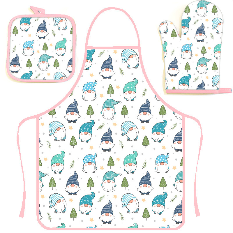 Customizable Pink Polyester Cotton Apron for Kids Cooking