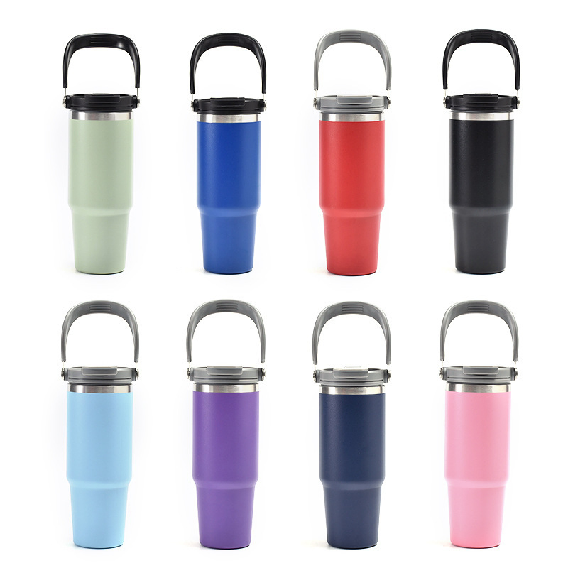 Wholesale Custom Stainless Steel Insulated Car Tumbler Double Wall Vacuum Coffee Travel Mug Tumbler Water Bottle with Handle and Straw