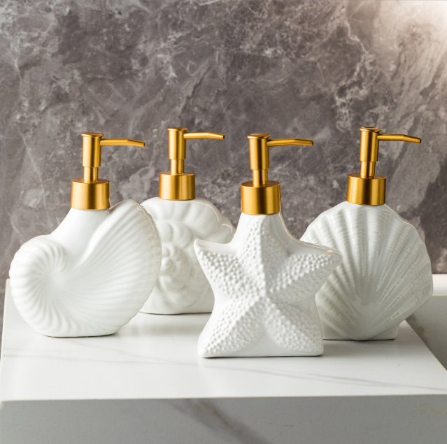 Ocean Series Ceramic Soap Dispenser Pump Refillable Bathroom Accessories