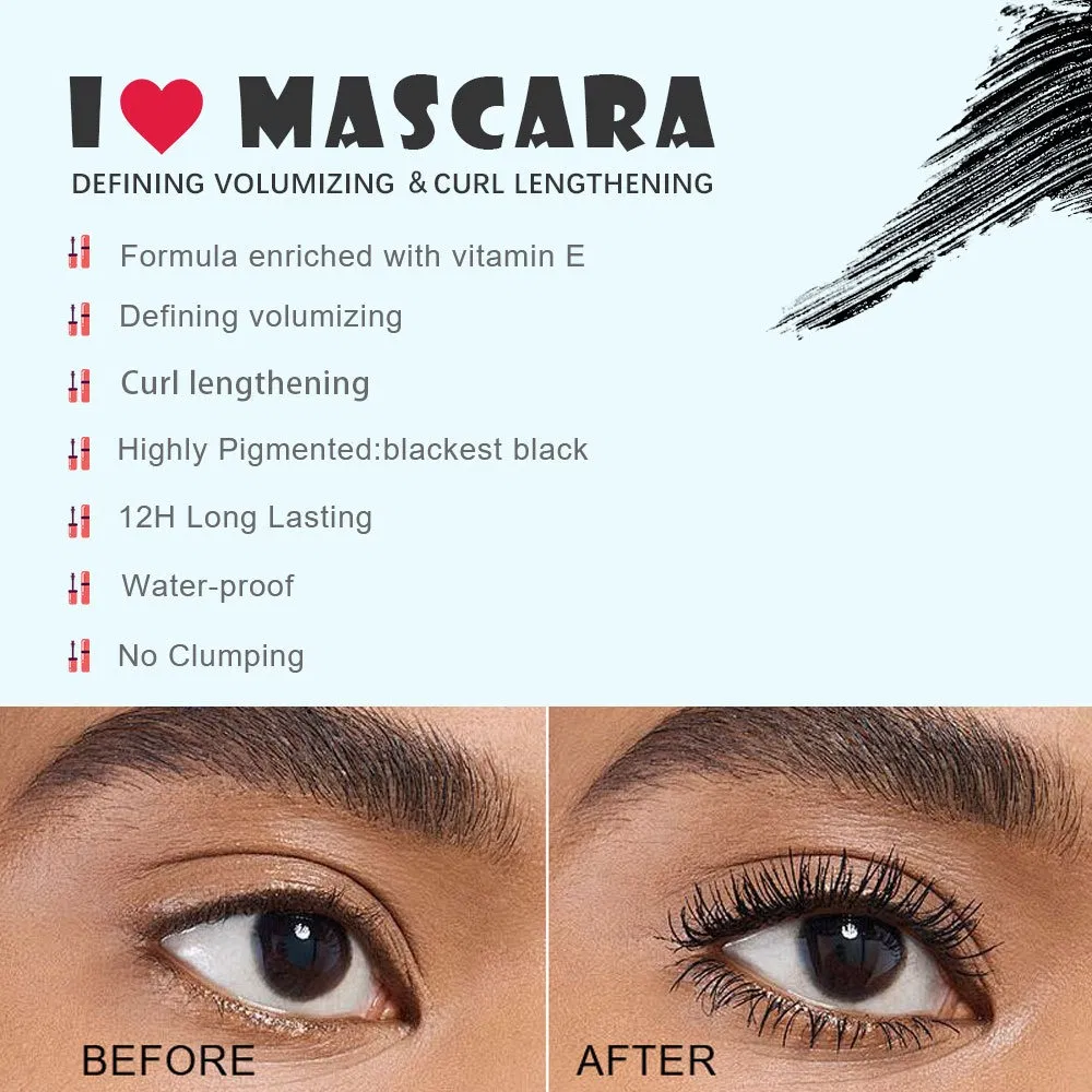 Waterproof Smudge-Proof Long Thick Curling Black Mascara Long-Lasting Thickening Cream Mascara