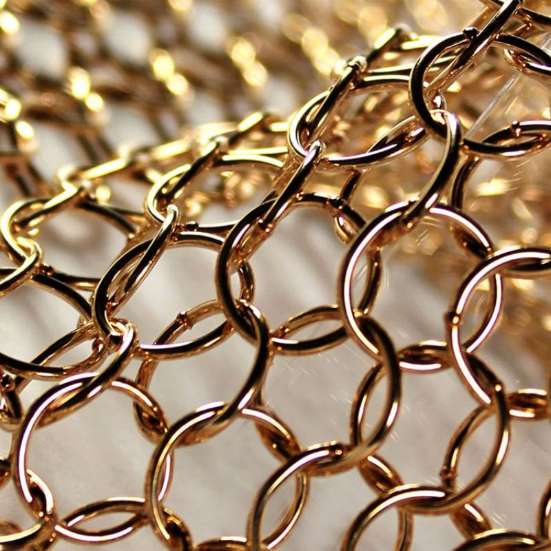 8mm Brass Chainmail Ring Mesh Curtain for Architectural Decorative Use