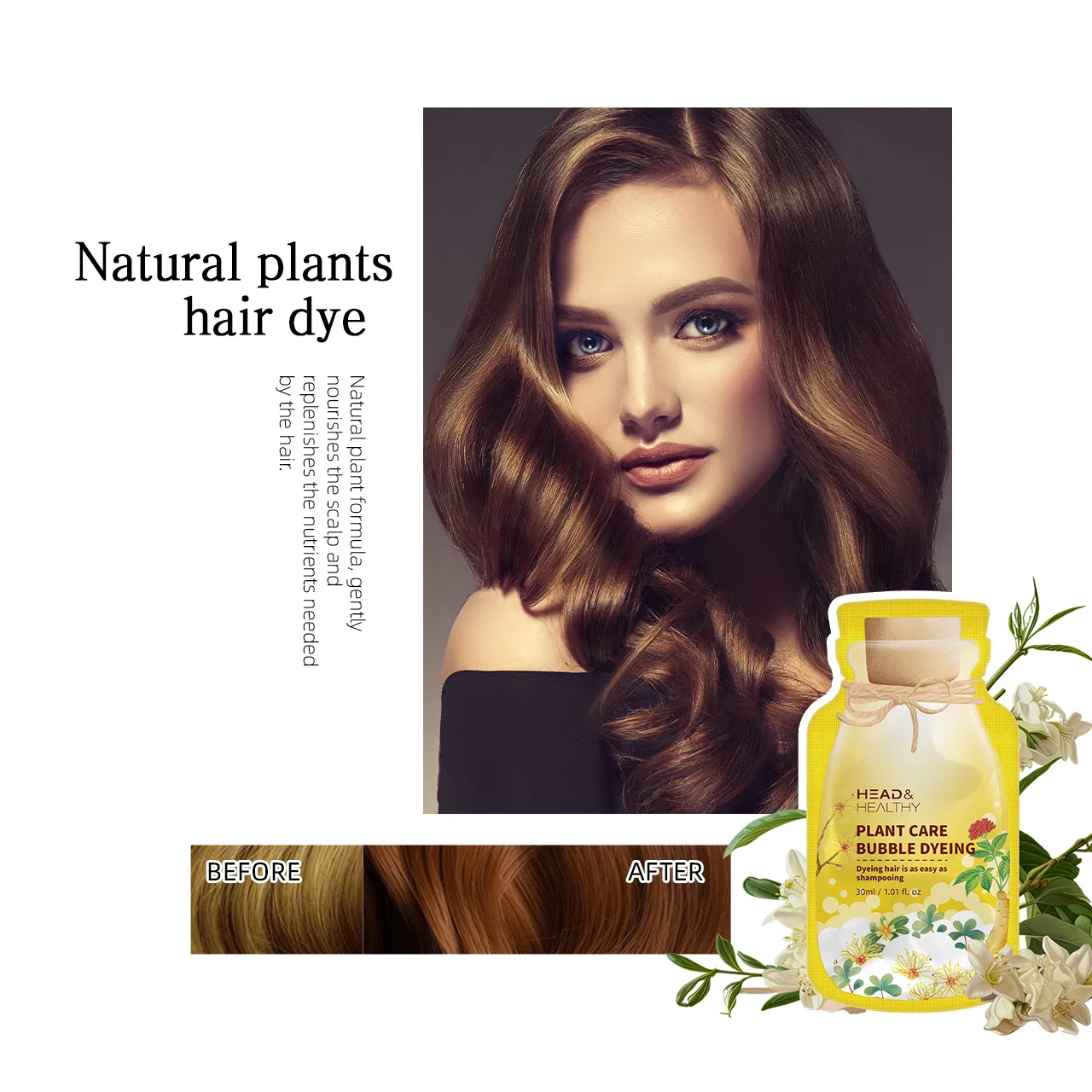 300ml Hair Dye Shampoo with Custom Bag and Colour Chart