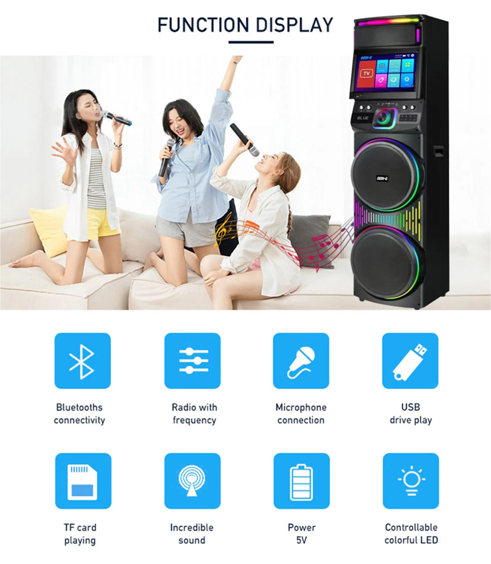 Портативная караоке-система с экраном 15.4 дюймов