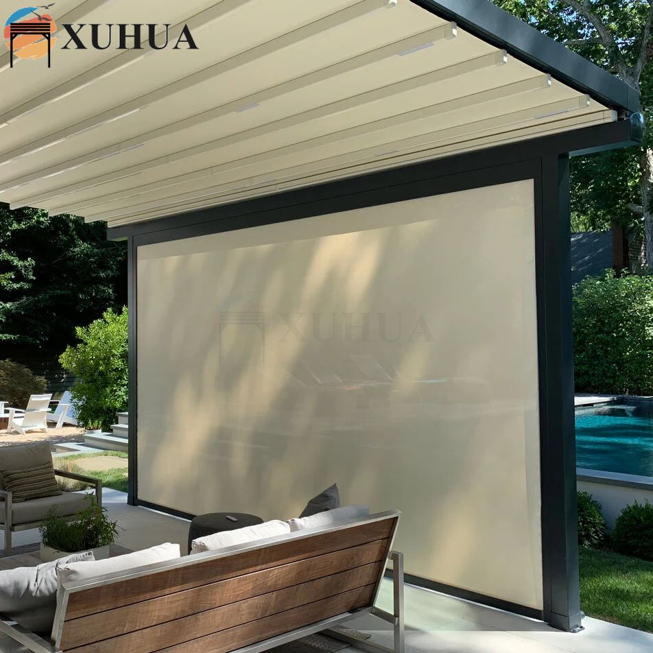 Xuhua Factory Manufacturer Customized Windproof PVC Fabric Outdoor Electric Shades Roller Blinds