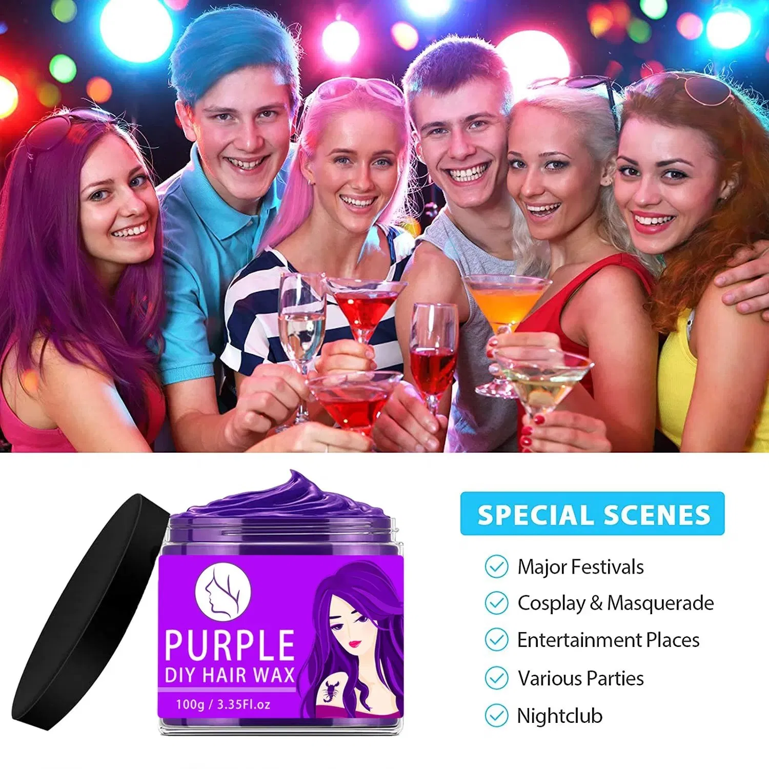 OEM/ODM Natural Purple Dye Hair Wax Cream for Men and Women