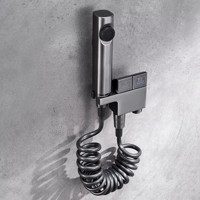 Hygienic Shower Toilet Bidet Faucet Double Outlet Angle Valve Sprayer Set for Bathroom