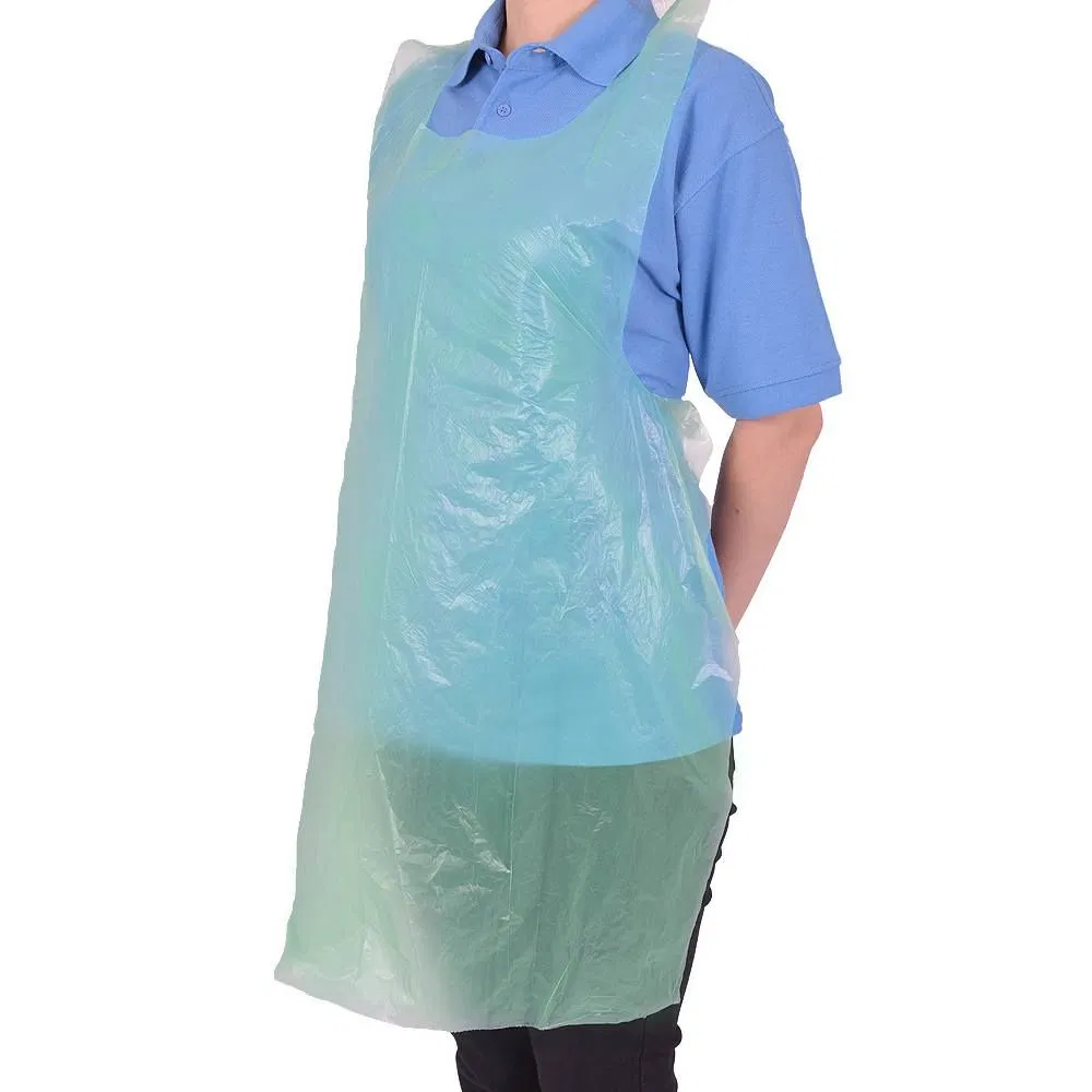 Disposable White Blue Color Folded PE Apron