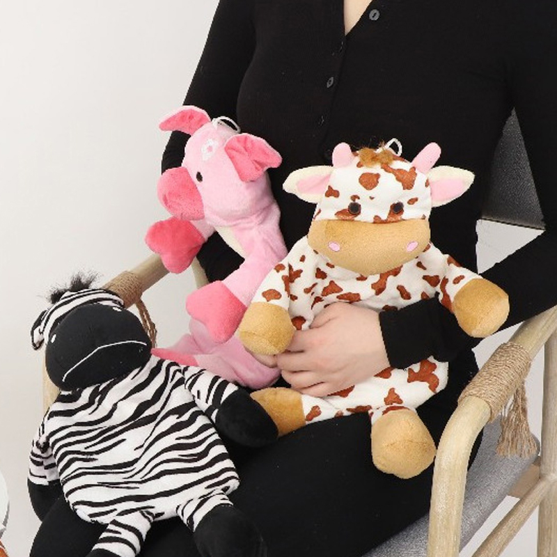 Hot Water Bottle with Cover for Kids Children Baby Cute Animal Shape Winter Warm Plush Water Injection Hot Water Bottles