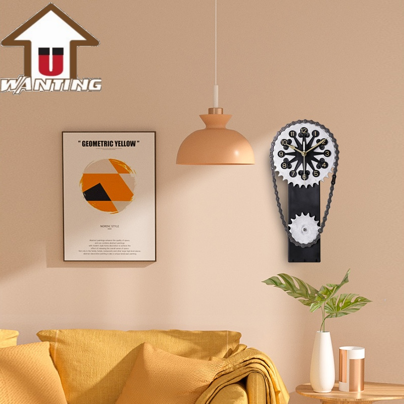 China Supplier Chinese Wholesale Ornament for Home Modern Creative Chain Gear Clock