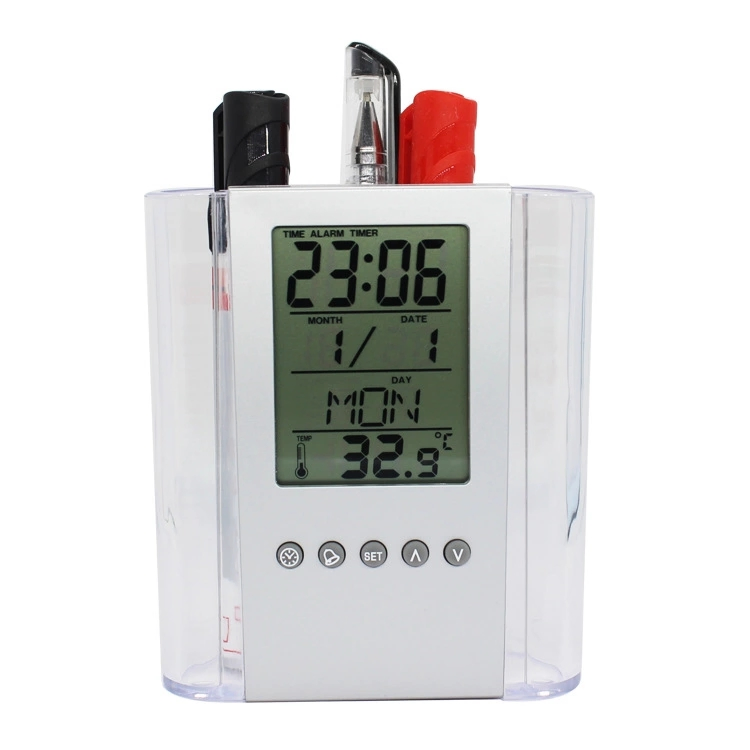 Multifunction Perpetual Calendar Transparent Pen Holder for Promotion Gift