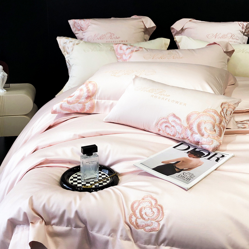 Embroidered Comforter Sets High Cotton Percale Sheet Hotel Solid Cotton Bedding Set