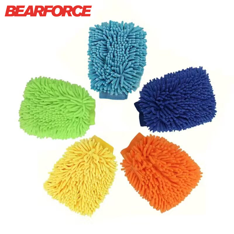 Car Wash Microfiber Chenille Waterproof Glove Car Cleaning Thick Mitt 20*25cm Green Yellow Orange Blue