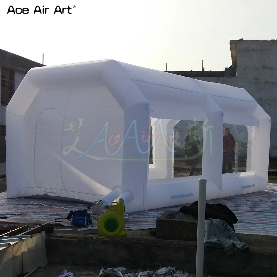 Mobile Brighter White Inflatable Painting Booth Outdoor Garage Spray Booth with Good Price and 2 Air Blowers
