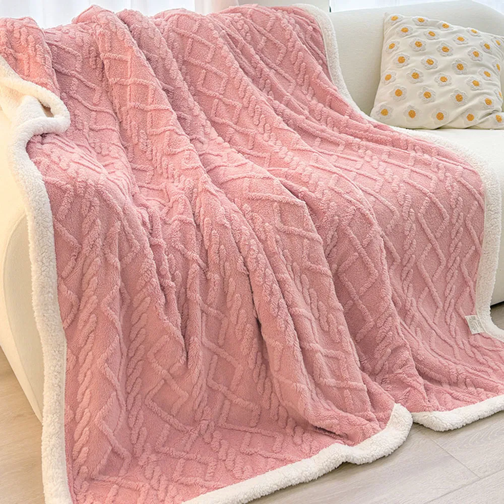Comfortable Soft Autumn Winter Lamb Coral Fleece Polyester Fiber Thicken Office Sofa Afternoon Nap Beddings Blanket