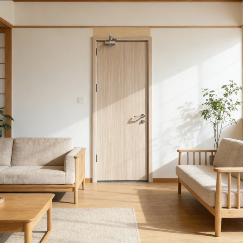 High Quality Metal Frame Fire Resistant School Building Interior Solid Wooden Door with Lock System