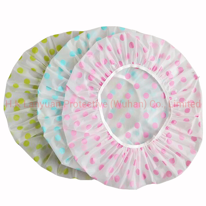 Disposable PE Shower Cap with Heart-Shaped in Yellow