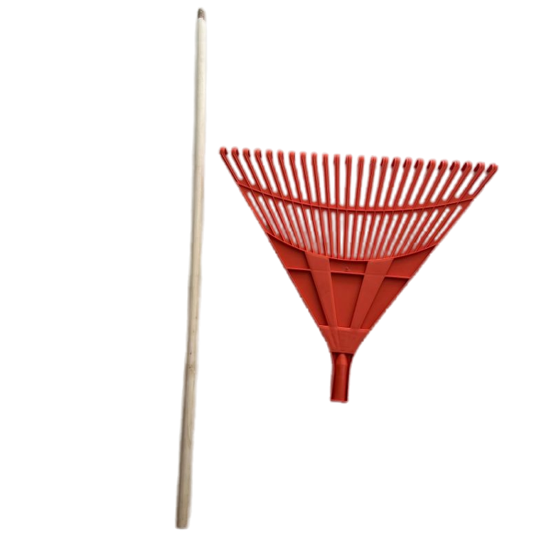 24 Teeth Grass Lawn Leveling Garden Plastic Rake with Wooden Handle