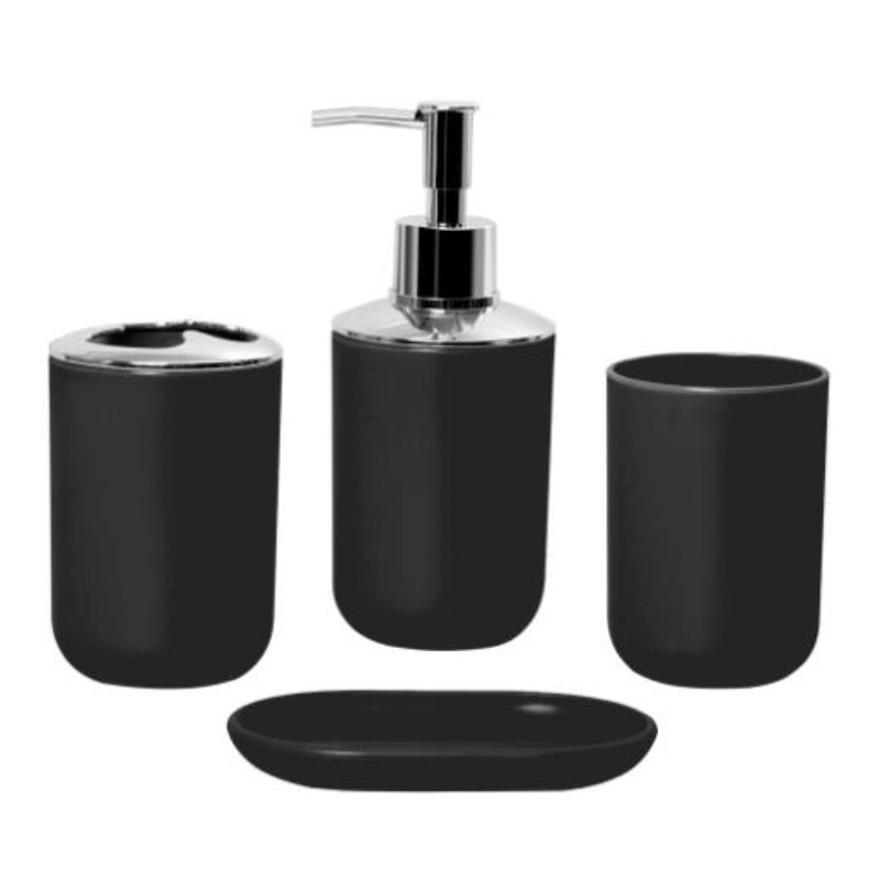 Multiple Colors Sanitary Ware Durable Plastic Luxury 4PCS Bathroom Accessories Set