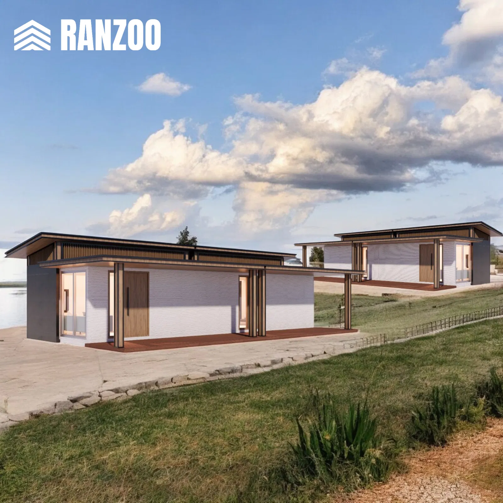 Ranzoo Prefab Modular Container House with Dual Modules and Dining Area