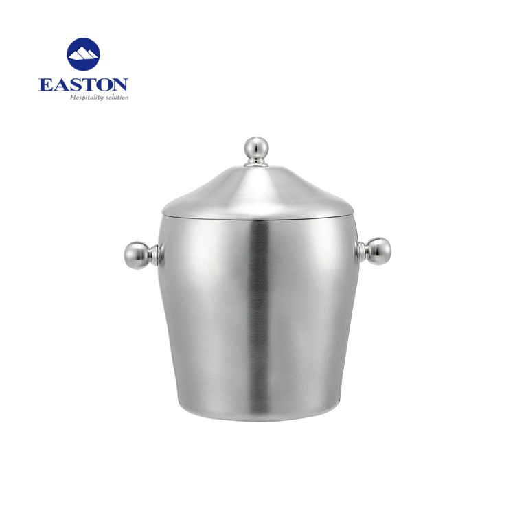 Hotel Double Layer Stainless Steel Brushed and Polished Ice Bucket