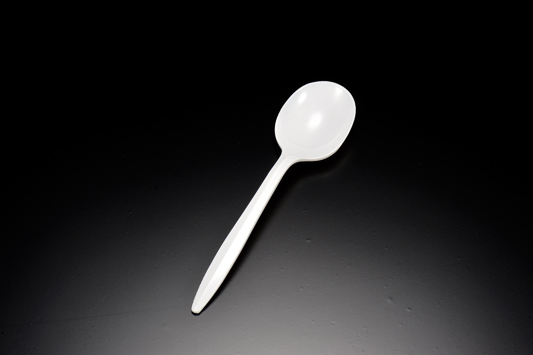 Medium Weight Plastic White / Black Soup Spoon (PP)