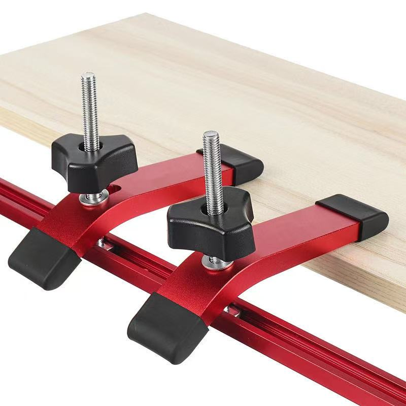 Red Aluminum T-Track Hold-Down Clip with T-Bolt (for 19-gauge T-Tracks)