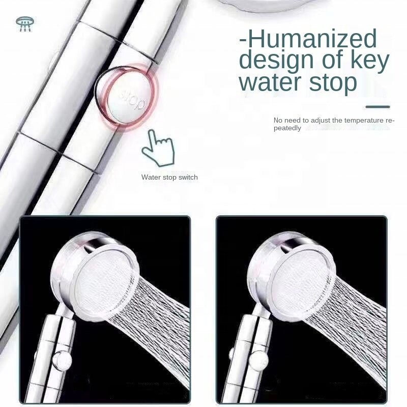 Shower Head 360 Degrees Rotating with Small Fan ABS Rain High Pressure Spray Nozzle Bathroom Accessories