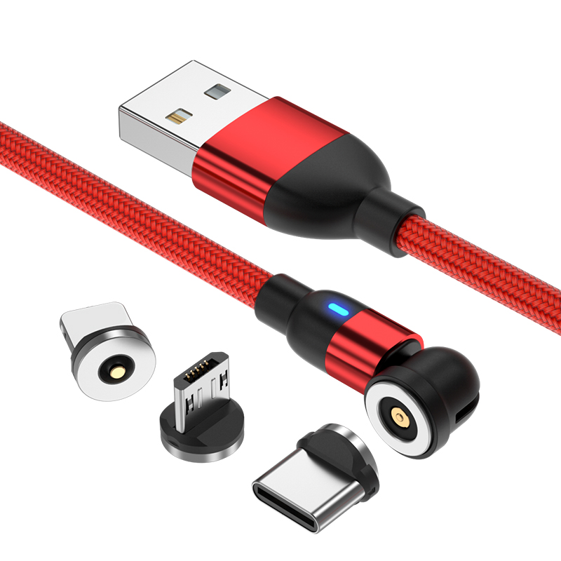 Magnetic Suction 540 Degrees Rotation Multifunctional USB Charging Cable with Micro/Lightning/Type-C Interface Light Cable