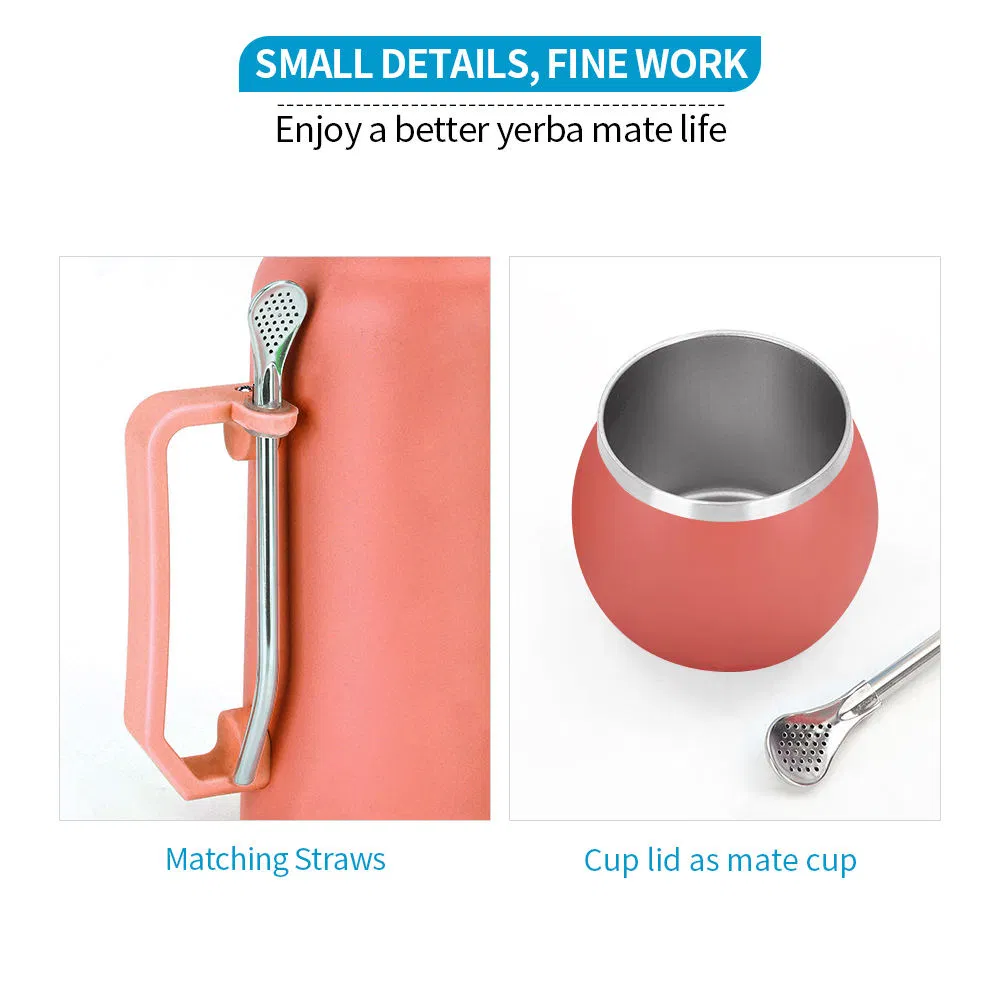 Термобутылка для мате из нержавеющей стали с трубочкой