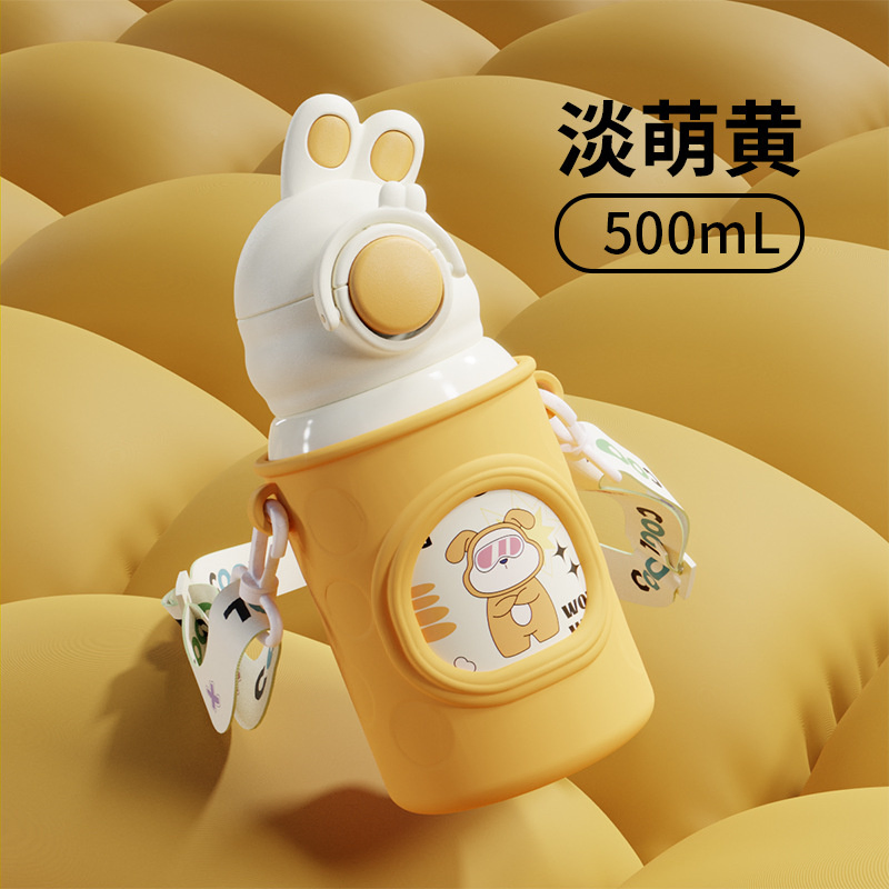 Aohea ODM Manufacturer Hot Sale 480ml Plastic Kids Water Bottle Cute Printing Child Drinking Water Bottle with Straw Double Wall Insulated Water Bottles