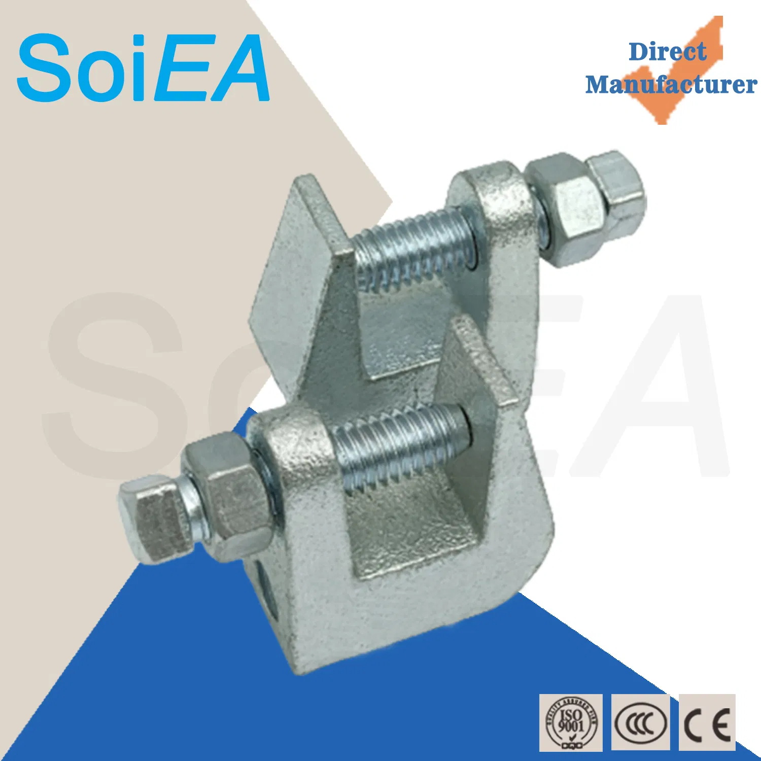M8 Hole Compact Ss Heavy Duty Clamp Angle Adapter Malleable Cast Top Lifting Scaffolding Steel Square Headed Clamp Beams