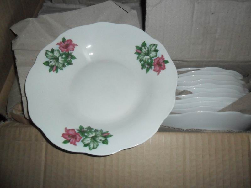 9"Soup Plate Simple Decal Cut Edge Porcelainware Ceramics Tableware