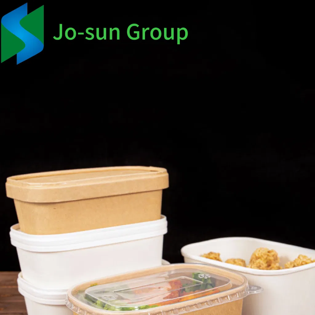 Hot Sale Food Grade Disposable Takeaway Fast Food Container Kraft Paper Rectangular Bowl