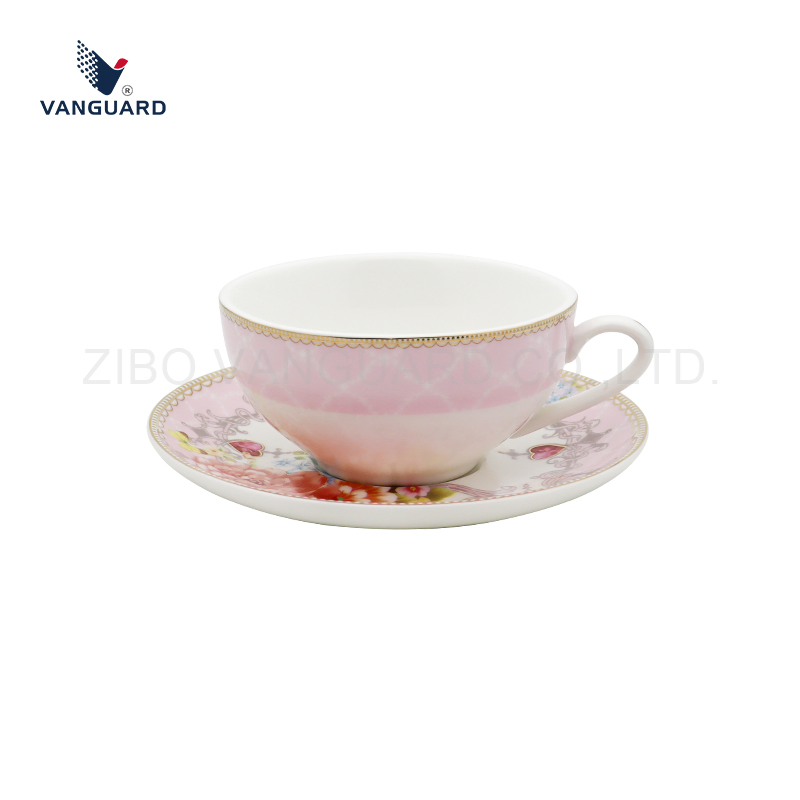 Набор керамических чашек для кофе с блюдцами, розовый