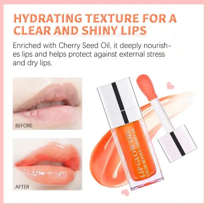 Custom Logo Crystal Jelly Moisturizing Lip Gloss Makeup Sexy Plump Lip Glow Oil