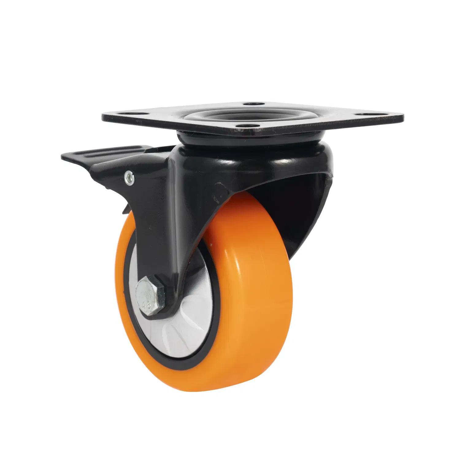 100 mm Mediun-Heavy Trolley Ball Bearing Top Plate Shipping Swivel Brake TPU Casters Wheels
